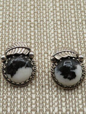 925 Sterling Silver White Buffalo Turquoise Stud Earrings